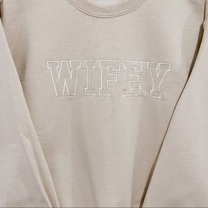 WIFEY sweatshirt crew neck - Beige/sand/champagne color